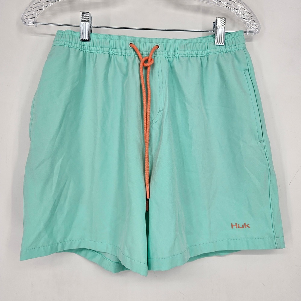 Huk Shorts Mens Small Pursuit Volley Sea Green Elastic Drawstring Waist NO LINER